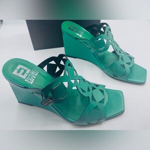 Emanuele Crasto Wedge Sandal Heels In Emerald Green | EU Size 41 | NIB